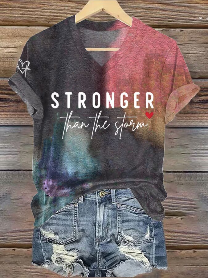 Women's Stronge Than The Storm Print Crew Neck T-Shirt