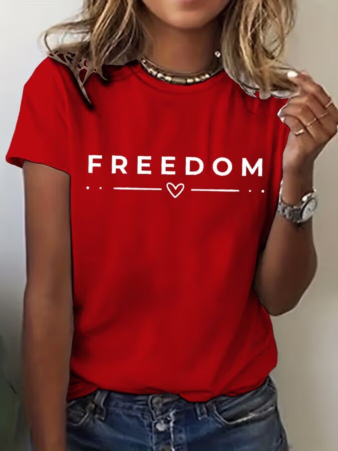 Women's Freedom Print Crew Neck T-Shirt