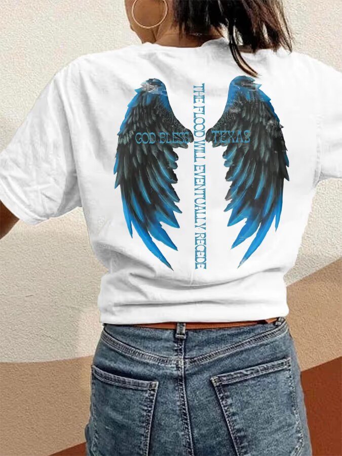 Women's God Bless Texas Printed Crew Neck Short Sleeve T-shirt