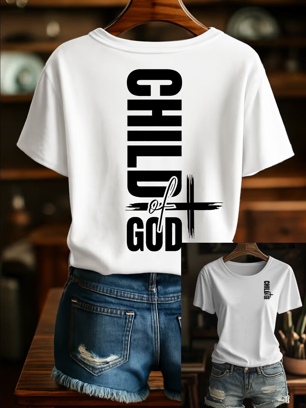Women's God's Child Printed Casual Crew Neck Top