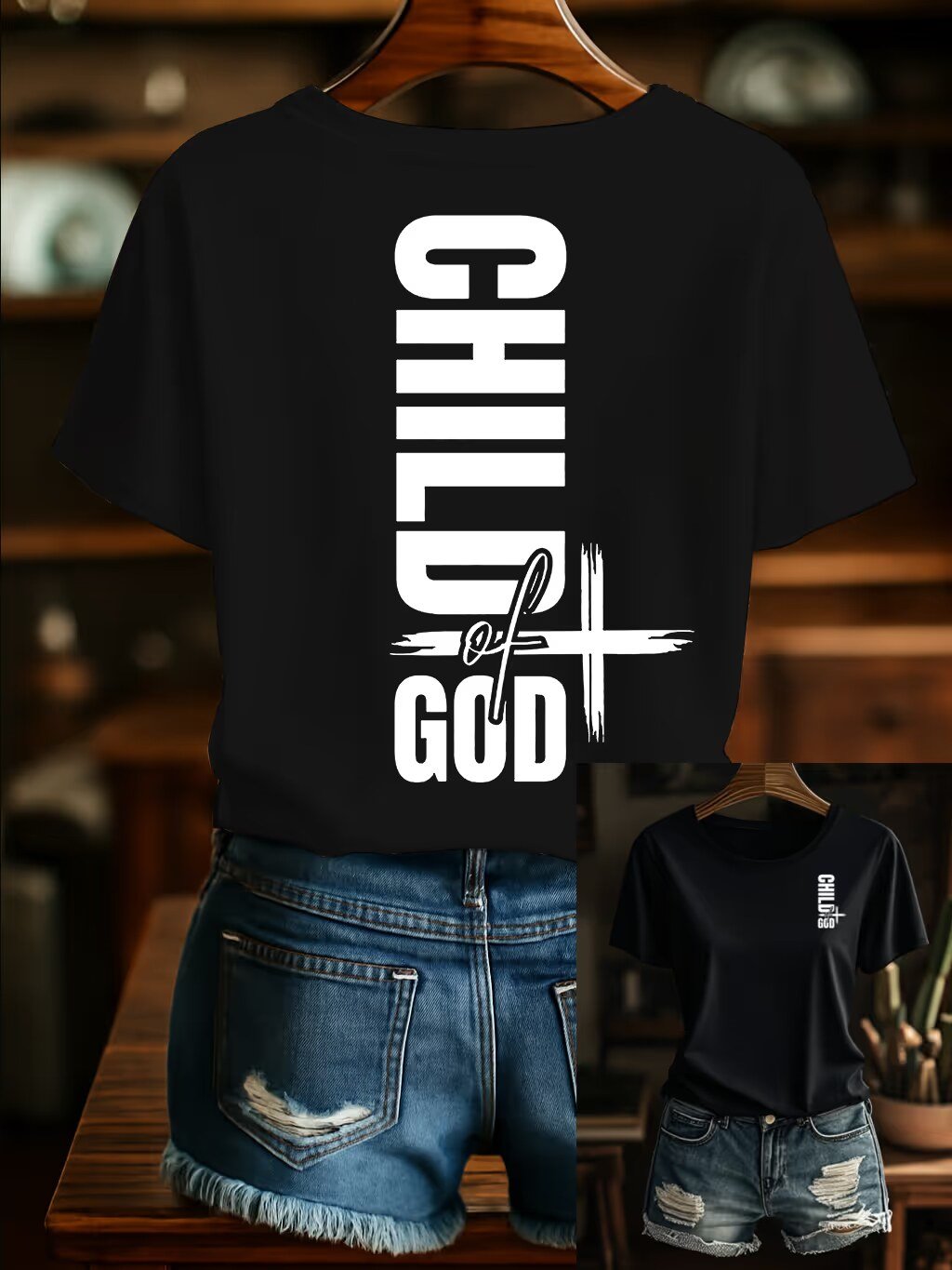 Women's God's Child Printed Casual Crew Neck Top