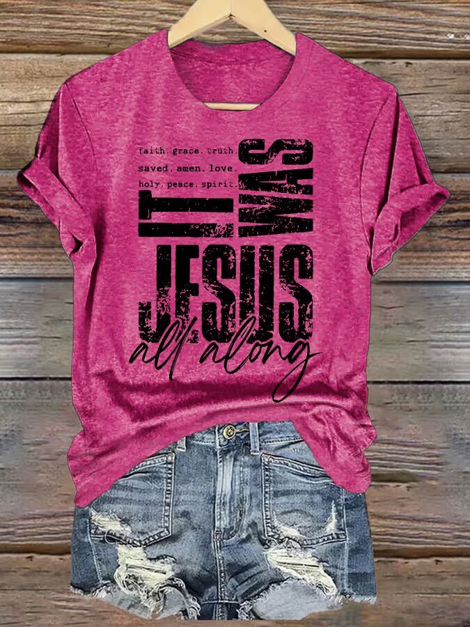 Women's Summer Jesus Crew Neck Summer Casual Tops