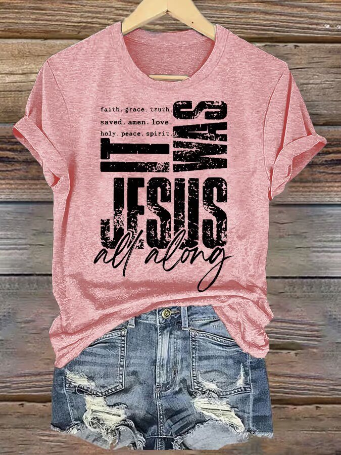 Women's Summer Jesus Crew Neck Summer Casual Tops