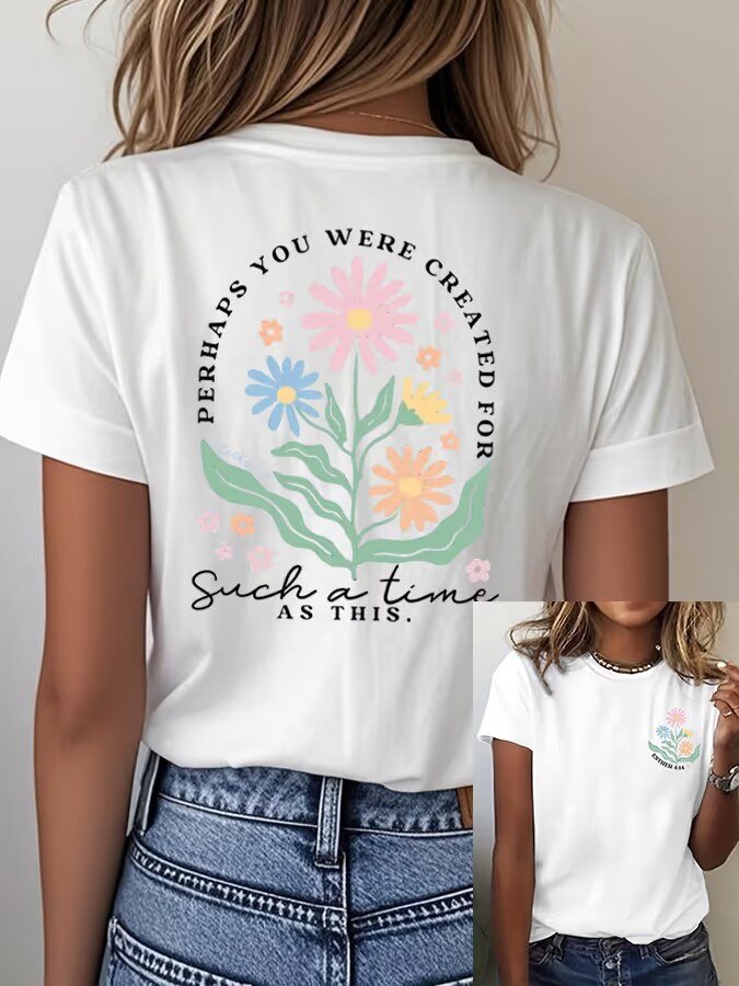 Women's Faith Floral Print Crew Neck T-Shirt