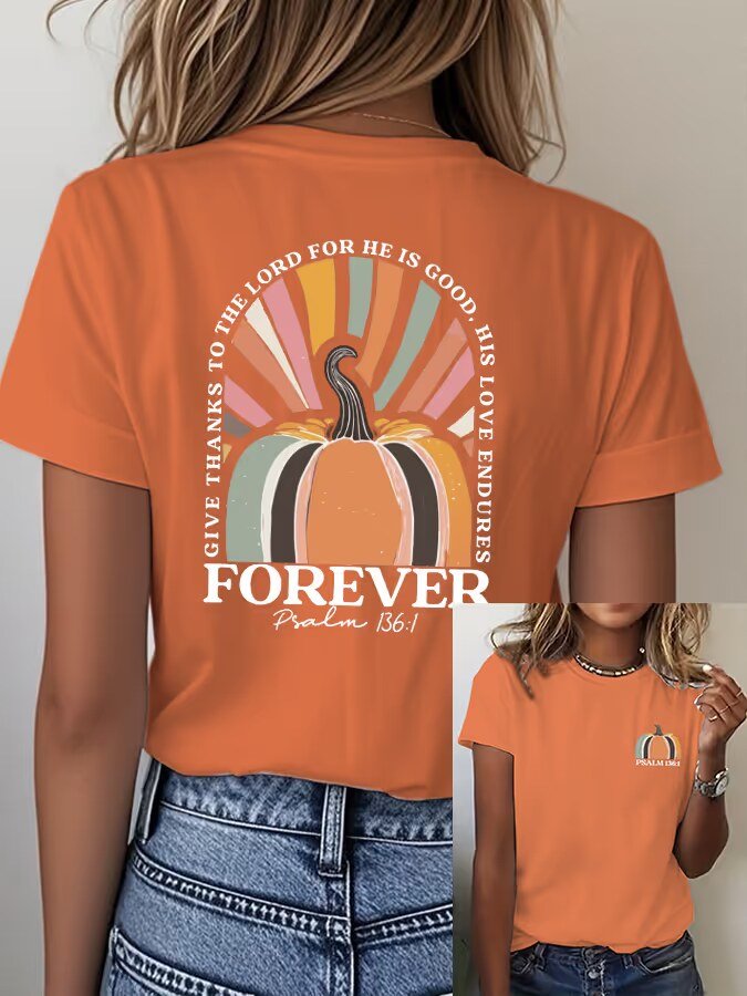 Crew Neck T-Shirt for Women with Faith Print Design