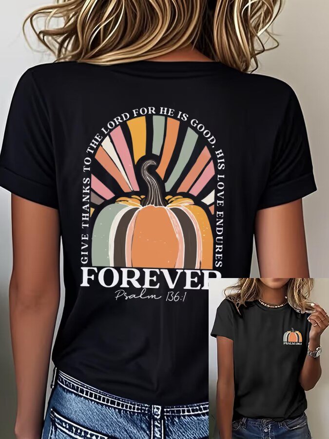 Crew Neck T-Shirt for Women with Faith Print Design